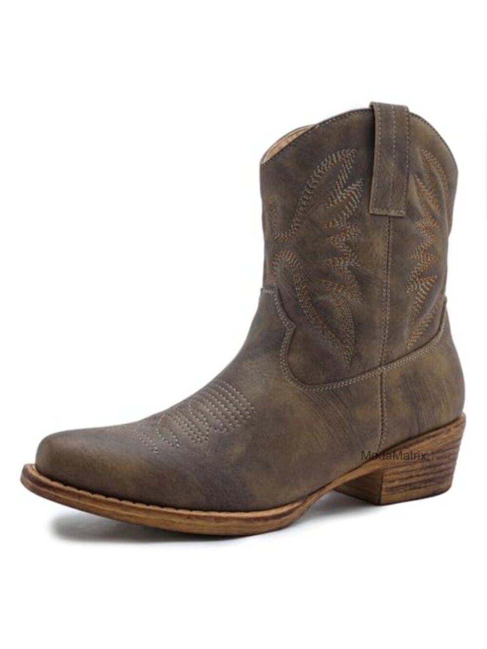 Faux Leather Ankle Boots Western Booties Women